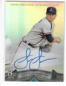 2014 BOWMAN PLATINUM SHAE SIMMONS AUTO #AP-SS ATLANTA BRAVES - Picture 1 of 2