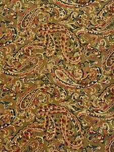 Mill Creek Paisley Floral Zepel Fabric Khaki Metallic Gold Decor Print 2 Yd x 54 - Picture 1 of 6