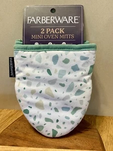 FARBERWARE 2 PACK MINI OVEN MITTS MULTICOLOR ABSTRACT 100% COTTON NWT - Picture 1 of 13