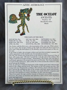 Vintage Aztec Astrology "THE OCELOT" (OCELOTI) Number 12 ~ Postcard ~ Ephemera - Picture 1 of 2