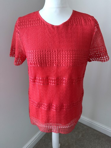 T shirt donna Michael Kors in pizzo rosso nuova con etichette taglia small S prezzo consigliato £150
