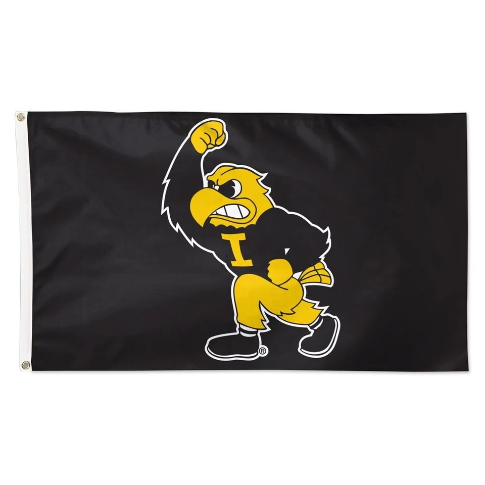 Bandera/bandera negra mascota universitaria NCAA para fanáticos de Iowa Hawkeyes de 3x5 pies Foto 1 de 1