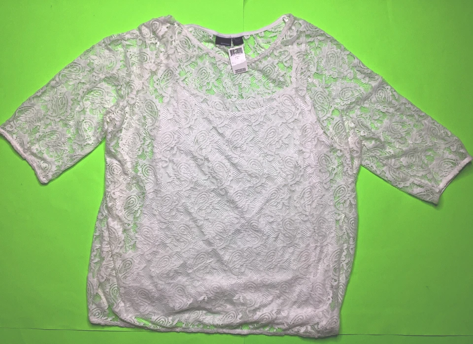 BASIC EDITIONS Women’s 3/4 Sleeve Blouse Size X-Large White - Image 1 of 4