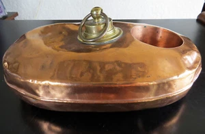 Antique Copper Bed Warmer Foot Oval Hot Water With Baby Bottle Warmer Cooler - Picture 1 of 7