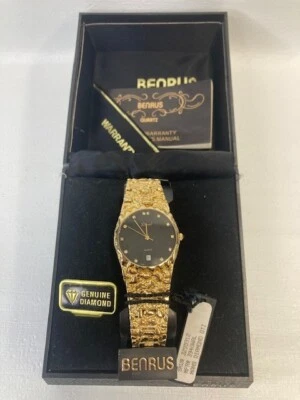 RELOJ DE CUARZO PEPITA BENRUS DE COLECCIÓN TONO DORADO--12 DIAMANTES Y FECHA-- Necesita batería Foto 1 de 4