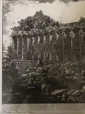 1973 - Giovanni Battista Piranesi - Gravura - Templo de Paestum - Ruínas externas - Imagem 1 de 4