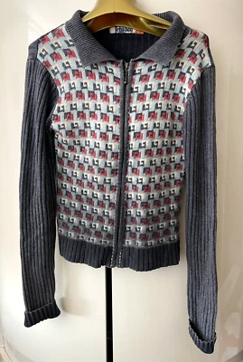 Suéter para mujer Ichabod cremallera frontal talla M - patrón en la parte delantera - diseño islandés Foto 1 de 4