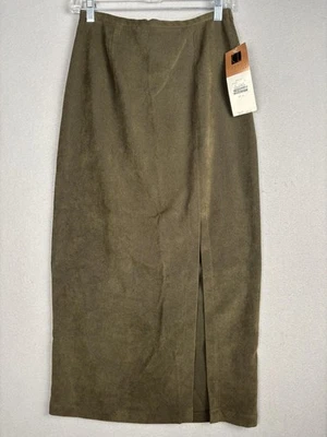 Юбка женская Carole Little Collection 6 оливковый карандаш миди передний разрез сделано в США - Изображение 1 из 4