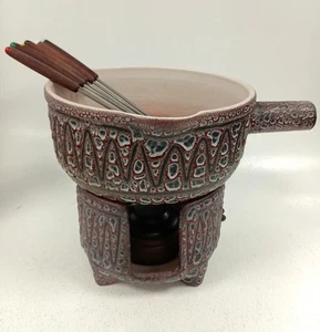 Jean Austruy Fondue Set For Vallauris 1960s Signed To Base 9" Tall Untested - Picture 1 of 10