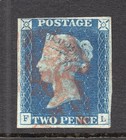 GB QV 1840 SG5 2d Blue Plate 1 Lettered F L  Fine Used Four Margins Cat £1,250