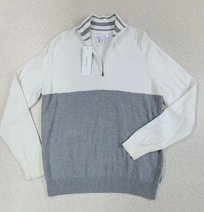 Calvin Klein White And Gray men sweater 1/2 Zipper size M - Picture 1 of 8