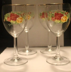 ROYAL ALBERT OLD COUNTRY ROSES SET OF 4 WINE GOBLETS - Picture 1 of 4