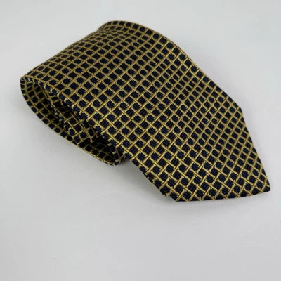 Canali 领带 100% 真丝 Seta 豪华黄色几何图案意大利制造男式领带 — 第 1/4 张图片