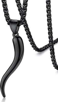 Collar Colgante Cuerno Italiano para Mujer Hombre Plateado/Negro/Dorado Acero Inoxidable S Foto 1 de 4