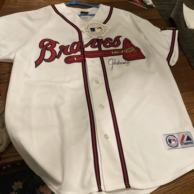 Atlanta Braves Majestic Button-Up Jersey Signed By John Smoltz (Size XL) - Image 1 of 4