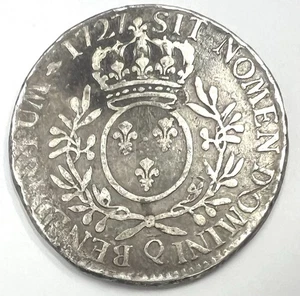 Pièce 1 Ecu 1727 Q France Louis XV Dans L’état Argent R3 En Gadoury REF82945 - Picture 1 of 3
