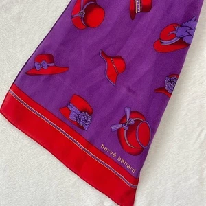 Harvé Benard Red Hat Society Silk Scarf Red Purple - Picture 1 of 3