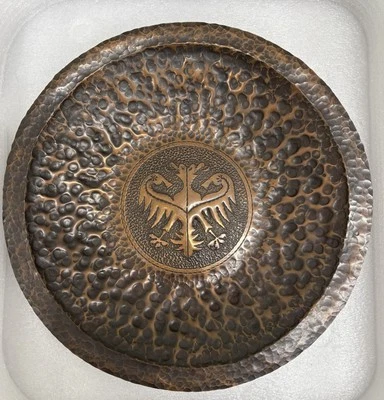 Placa de Pared Cepelia Polonia Metal Martillado Color Cobre Doble Cabeza Águila Pájaro Foto 1 de 4