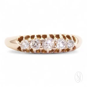OLD-WORLD CHARM Edwardian Antique 18K Yellow Gold Old Cut Diamond Bridge Ring - Picture 1 of 10