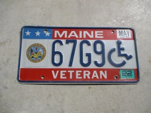 Maine Army Veteran Rollstuhl Nummernschild # 67G9 - Bild 1 von 1