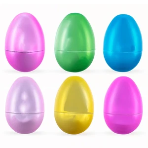 Juego de 6 huevos de Pascua de plástico grandes con acabado metálico mate de 3,15 pulgadas - Imagen 1 de 6