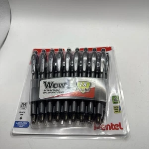 Pentel Wow! Ballpoint Pen 1.0mm Medium 18-Pack Black  (Missing a few pens) - Picture 1 of 4