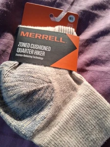 Merrell socks M/L Medium Large merino wool Oatmeal Quarter Crew Hiker Hiking - Picture 1 of 5