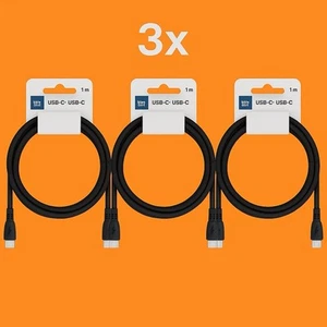 3x USB TYP C Schnell Turbo Ladekabel Datenkabel Kabel Schwarz Typ C - Typ C - Zdjęcie 1 z 3