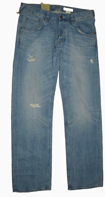 H&M BRAGG MENS VTG Y2K $40 NWT SZ 34 LIGHT BLUE FITTED WAIST STRAIGHT LEGS JEANS - Image 1 of 4
