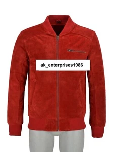 Designer Jacket Handmade Red Stylish Party Lambskin Genuine Suede Men Leather - Picture 1 of 7