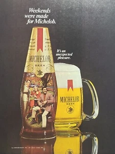 Michelob Cerveza Otoño Aire Libre Tailgating Fines de Semana Amigos Anuncio Impreso Vintage 1977 - Imagen 1 de 2