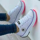 Womens High Top Shoes Canvas Breathable Platform Casual Sneakers Multi-size New