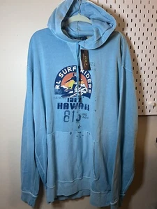 Polo Ralph Lauren Men Surf Riders Long Beach Hawaii Hoodie Light Blue 2XL NWT - Picture 1 of 9