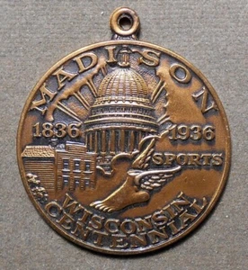 Madison Wisconsin Centennial, 1836 – 1936, Sports (Capitol, Winged Foot) 3rd - Picture 1 of 2