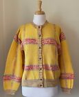 South Cotton Size M 100% Cotton Yellow Textured Button Front Cardigan Sweater