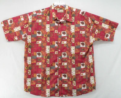 ENYCE Button Up Shirt Short Sleeve Men's XXXL Red Vintage Seashell Hawaiian - Image 1 of 4