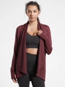 Athleta XL Pranayama Wrap, Decadent Chocolate SOFT Cardigan Top Yoga Sweater NWT - Picture 1 of 5