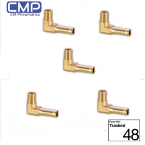 8mm - 1/4" BSP Elbow Brass Male Barb Hose Tail Fitting Fuel Air Water Hose Oil - Picture 1 of 4