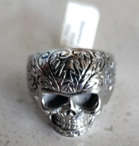 Skull Biker Goth Style Ring Stainless Steel Polished, A Real Men's Size 14, NEW - Picture 1 of 8