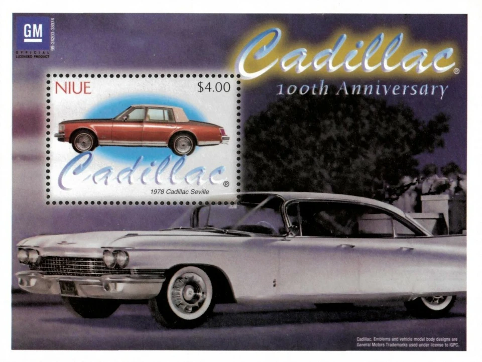Niue 2003 - GM Cadillac 100 aniversario - Hoja de recuerdo - Scott 772 - MNH Foto 1 de 1