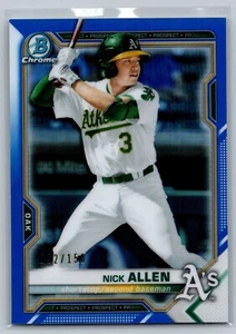 Nick Allen 2021 Bowman cromado BCP-147 azul refractor #'d/150 A's - Imagen 1 de 2