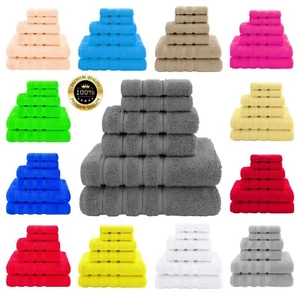 6 Pcs Towel Bale Set 800GSM 100% Egyptian Cotton Super Soft Face Hand Bath Towel - Picture 1 of 27