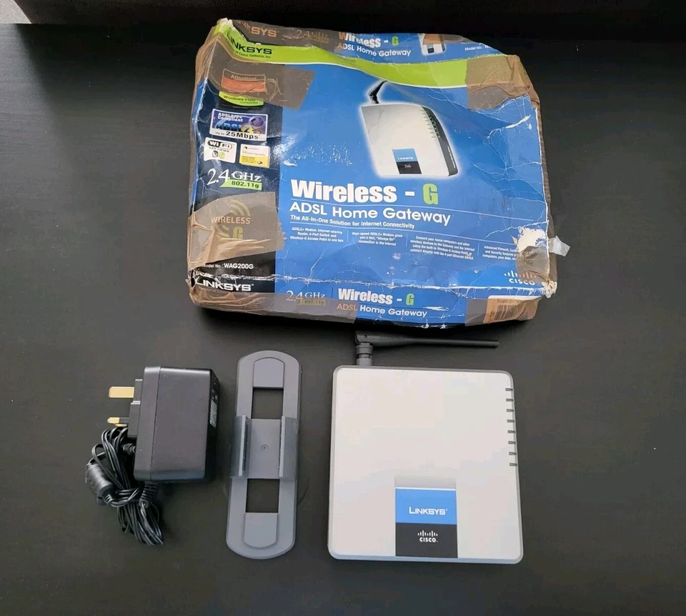Linksys WAG200G Wireless-G ADSL Home Gateway Router (WORKING) - Image 1 of 4