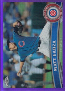 2011 Topps Chrome Purple Refractors Cubs Baseball Card #104 Matt Garza /499