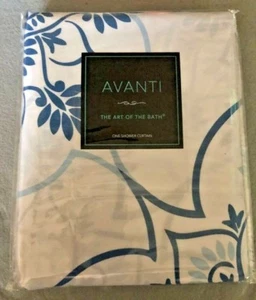 Nueva cortina de ducha de tela Avanti: azul pórtico y blanco  - Imagen 1 de 4