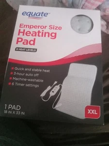 Equate Emperor Sz Heating Pad 18in X 33in XXL 6Timer & Heat Levels 3hr Auto Off - Picture 1 of 3