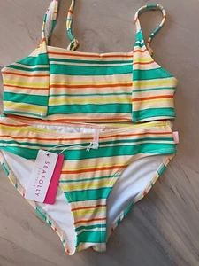 NWT Seafolly Tropical Nights Bikini Set Stripe Print AUS Sz 14 - Picture 1 of 6