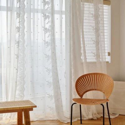 Pantalla de ventana de encaje de hilo de 5 metros para balcón ventana de bahía cortina negra blanca Foto 1 de 4