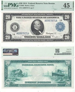1914 $20 Federal Reserve Note Fr-965 PMG XF-45 - Picture 1 of 3