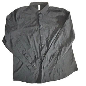 Men's large longsleeve button down shirt navy blue polyester spandex Stylus - Picture 1 of 6